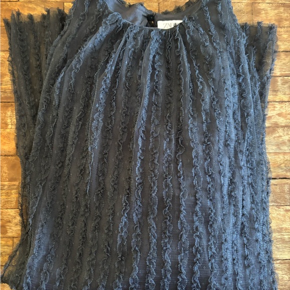 Zara Grey lace and ruffle party dress sz 11-12 - Picture 8 of 11